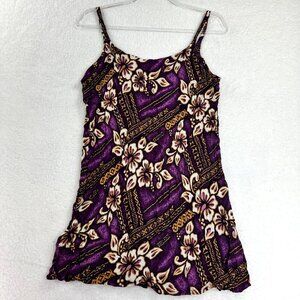 Island X Hawaii Womens S Gauze Cami Purple Hibiscus Tropical Luau Top Vacation